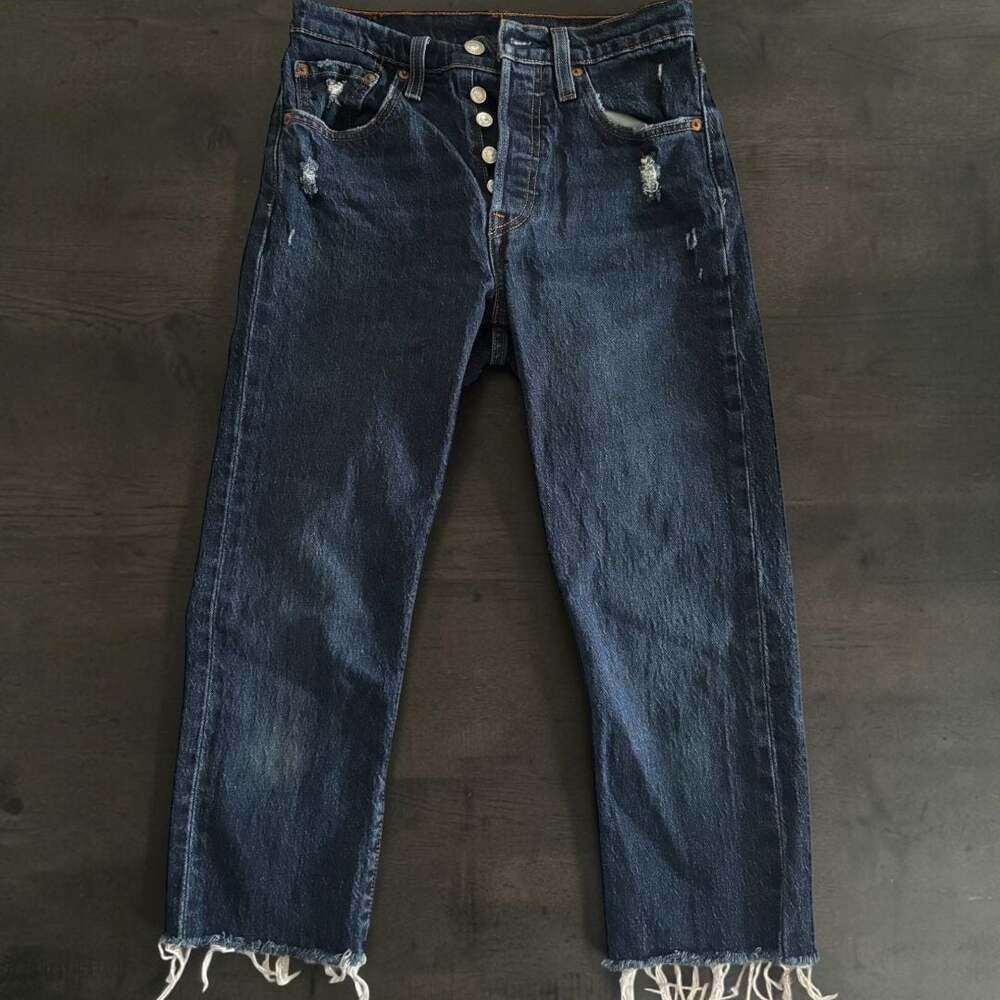 Levi's Girls 501 Skinny Distressed Raw Hem Button Fly Jeans 10/25